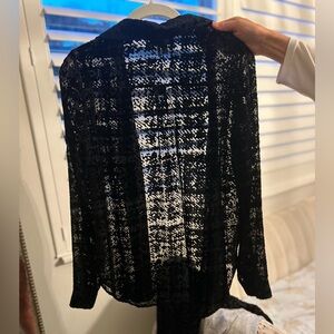 PAIGE Black Sheer Lace Top